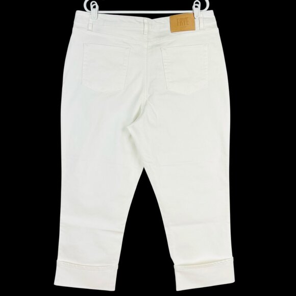 Frye Women's Stretch High-Rise White Cuffed Cropped Jeans Size 16/34 NWT - Picture 2 of 11